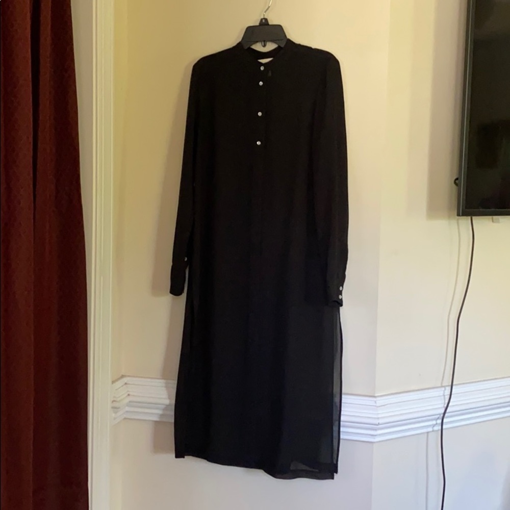 black sheer long top